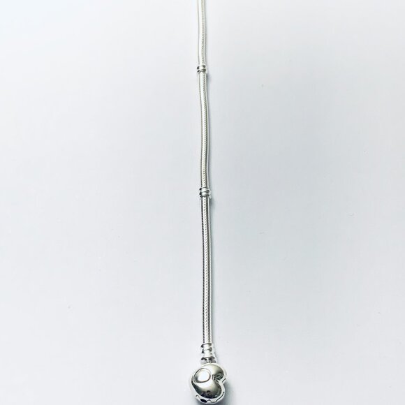 Authentic Pandora Silver HEART CLASP Snake Bracelet - Picture 4 of 11